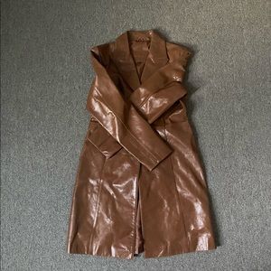 Vintage 100 real leather guess women's long coatSize medium